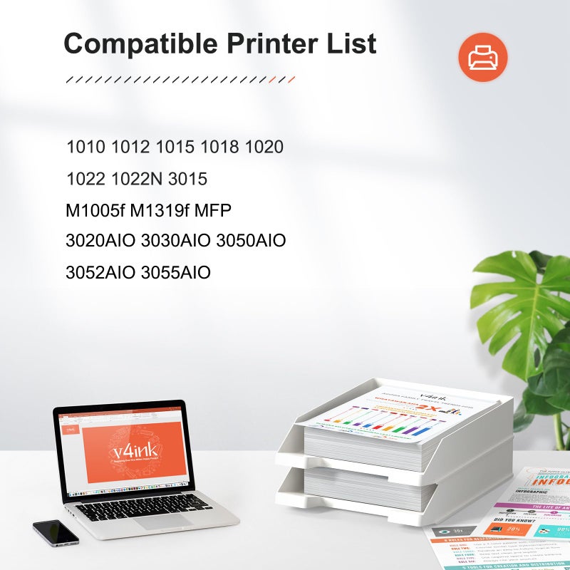 v4ink 4PK Compatible 12A Toner Cartridge Replacement for 12A Q2612A Toner Black Ink for use with HP 1012 1018 1020 1022 1022N 3015 M1005 M1319F Canon D420 D450 D480 MF4150 MF4350D MF4370DN Printer - Image 2
